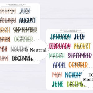 Month Header Planner Stickers Month Names Sticker Large Cursive Month Stickers January December Monthly Planner Stickers image 5