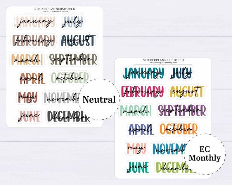 Month Header Planner Stickers Month Names Sticker Large Cursive Month Stickers January December Monthly Planner Stickers image 5