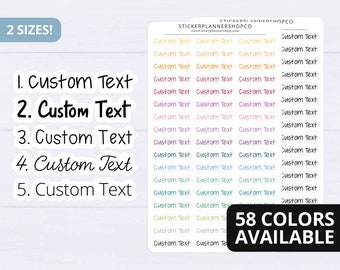 Custom Text Stickers - custom sticker sheet - I will print stickers of any word/phrase that you choose - 1 word/phrase per sheet