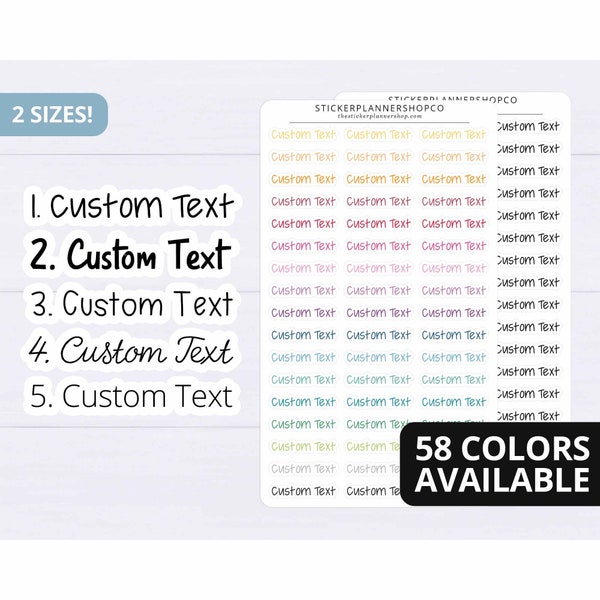 Custom Text Stickers - custom sticker sheet - I will print stickers of any word/phrase that you choose - 1 word/phrase per sheet