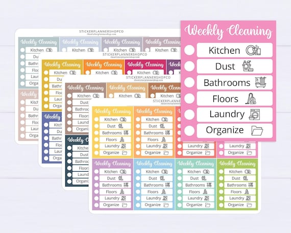 Weekly Cleaning Schedule Stickers - Cleaning Routine Sticker | House Cleaning List Sticker | Chore Chart Sticker | Cleaning Schedule Sticker