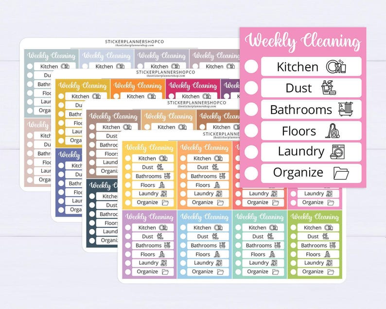 Weekly Cleaning Schedule Stickers - Cleaning Routine Sticker | House Cleaning List Sticker | Chore Chart Sticker | Cleaning Schedule Sticker image 1