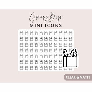 Groceries - Mini Icon Stickers, Planner Icon Stickers, Minimal & Functional Planner Sticker, Small Icon Stickers, 77 Stickers