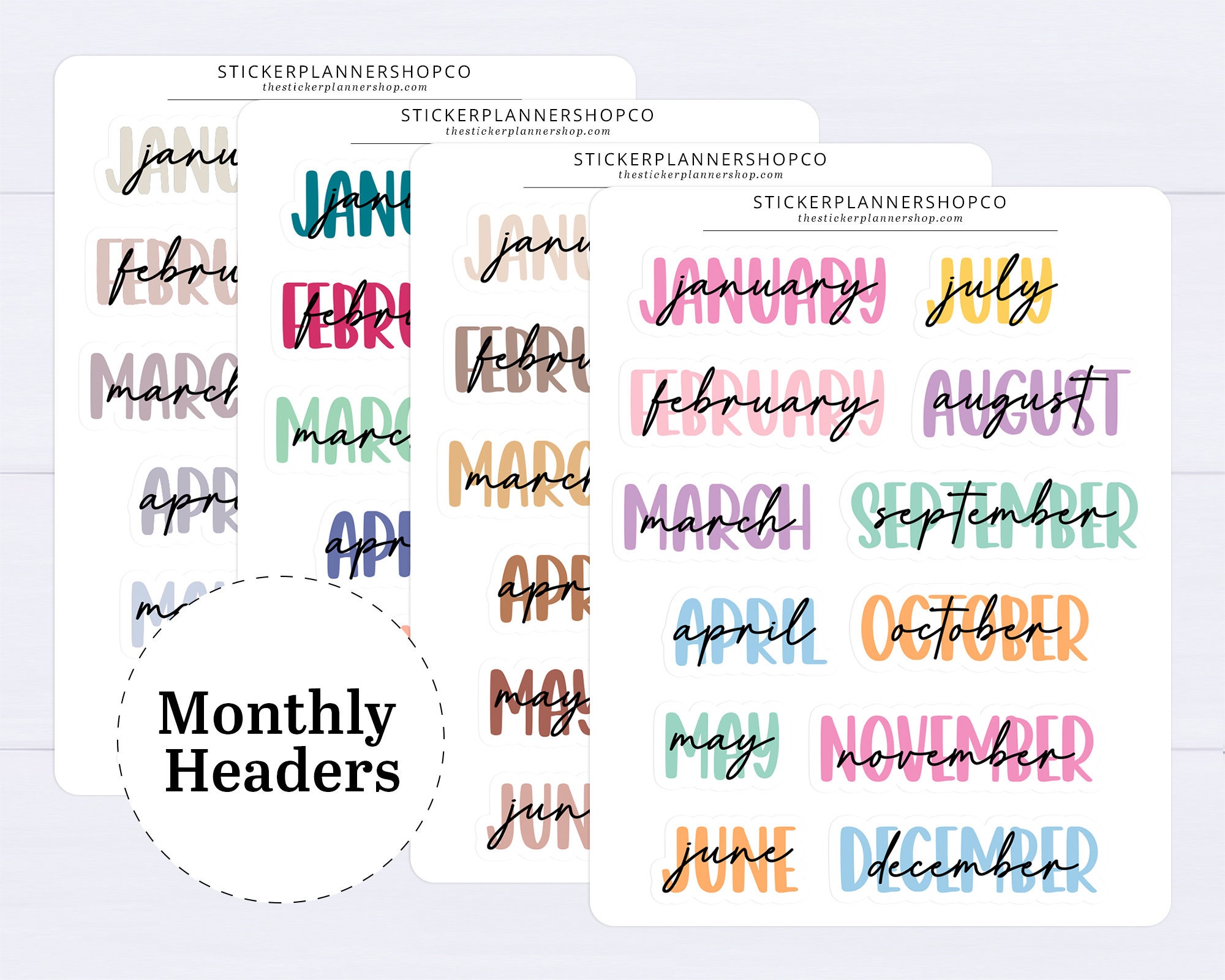 Monthly Header Stickers Months of the Year Sticker Sheet - Etsy