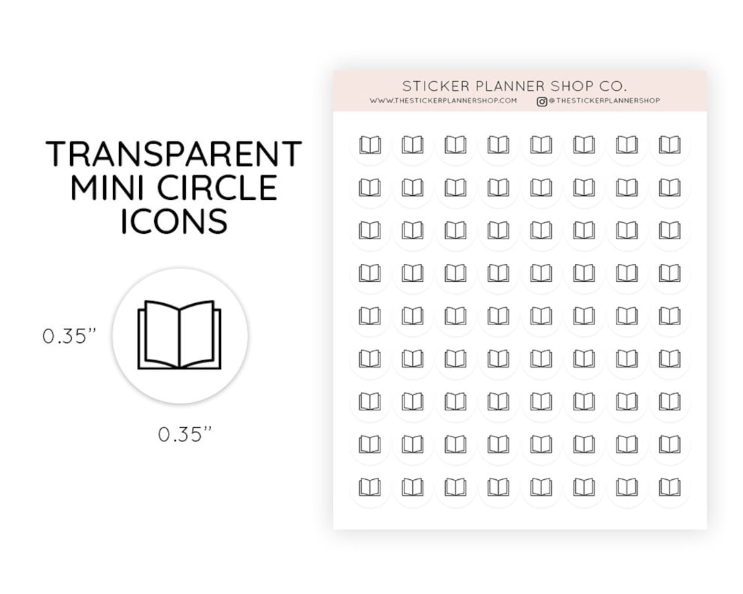 Book - Clear Mini Dot Icons - Mini Circle Icons Book Planner Stickers ...