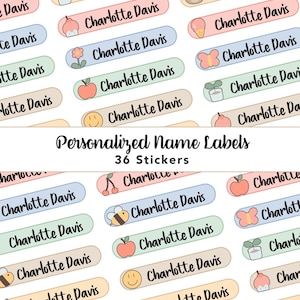 School Name Labels - 36 Per Sheet - Laminated - Daycare Name Labels - Animal Name Labels