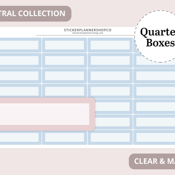 Quarter Functional Boxes - Functional Planner Stickers - Minimal Planner Stickers - Bullet Journal Stickers