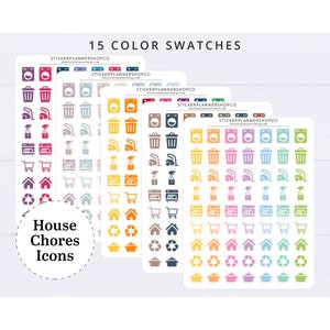 Huishoudelijk pictogramstickers - huiskarweistickers - 63 stickers