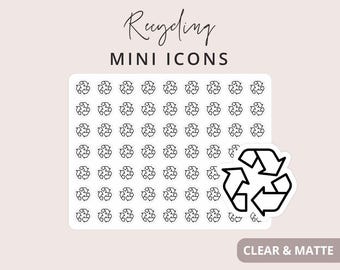 Recycling - Mini Icon Stickers, Planner Icon Stickers, Minimal & Functional Planner Sticker, Small Icon Stickers, 63 Stickers