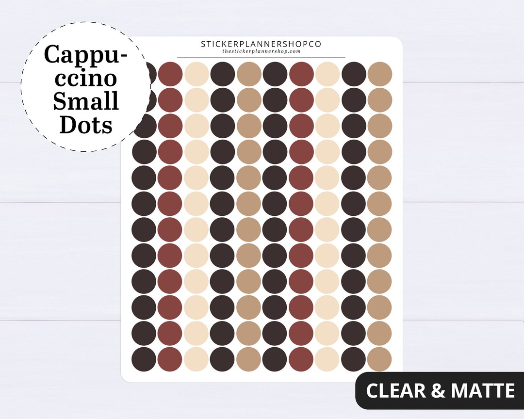 Transparent Cappuccino Small Dot Planner Stickers - 120 Stickers - Mini ...