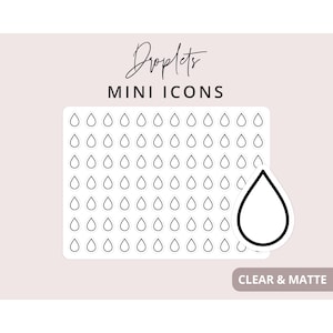 Water Droplet Sticker - Mini Icon Stickers, Planner Icon Stickers, Minimal & Functional Planner Sticker, Small Icon Stickers, 84 Stickers