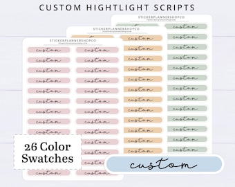 Highlight Script Text Header Stickers - Maximum 12 characters, including spaces. No numbers or special characters. Lowercase text only