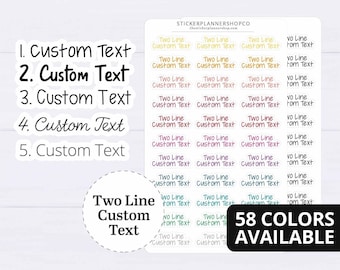 2 Line Custom Text Stickers - custom sticker sheet - I will print stickers of any word that you choose - 1 word per sheet