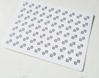 Mancuernas - Pegatinas con iconos pequeños, pegatinas con iconos para planificador, pegatinas minimalistas y funcionales para planificador, pegatinas con iconos pequeños, 70 pegatinas