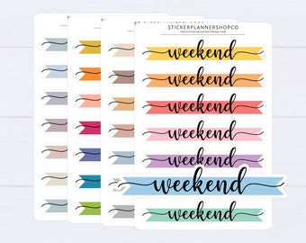 Weekend Flag Banner Stickers - 7 Stickers