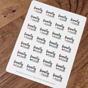 Pegatinas de planificador de texto "Family Time" - 28 pegatinas