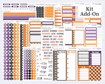 Halloween Add-On Sticker Planner Kit - 7x9 Erin Condren Planner and others with 1.5 Inch Margins, #M001