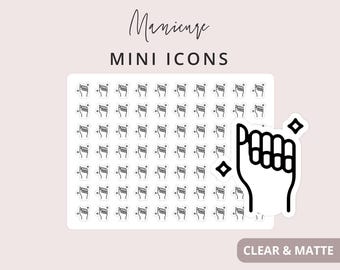Manicure Mini Icon Stickers, Planner Icon Sticker, Minimal & Functional Planner Sticker, Small Icon Sticker, 70 Stickers