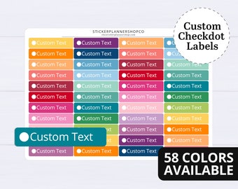 Custom Check Dot Label Planner Stickers - 40 Stickers - I will print stickers of any words that you choose - 1 word per sheet