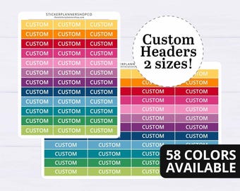 Pegatinas personalizadas para el encabezado del planificador: 40 pegatinas. Imprimiré pegatinas de cualquier palabra que elijas, 1 palabra por hoja.