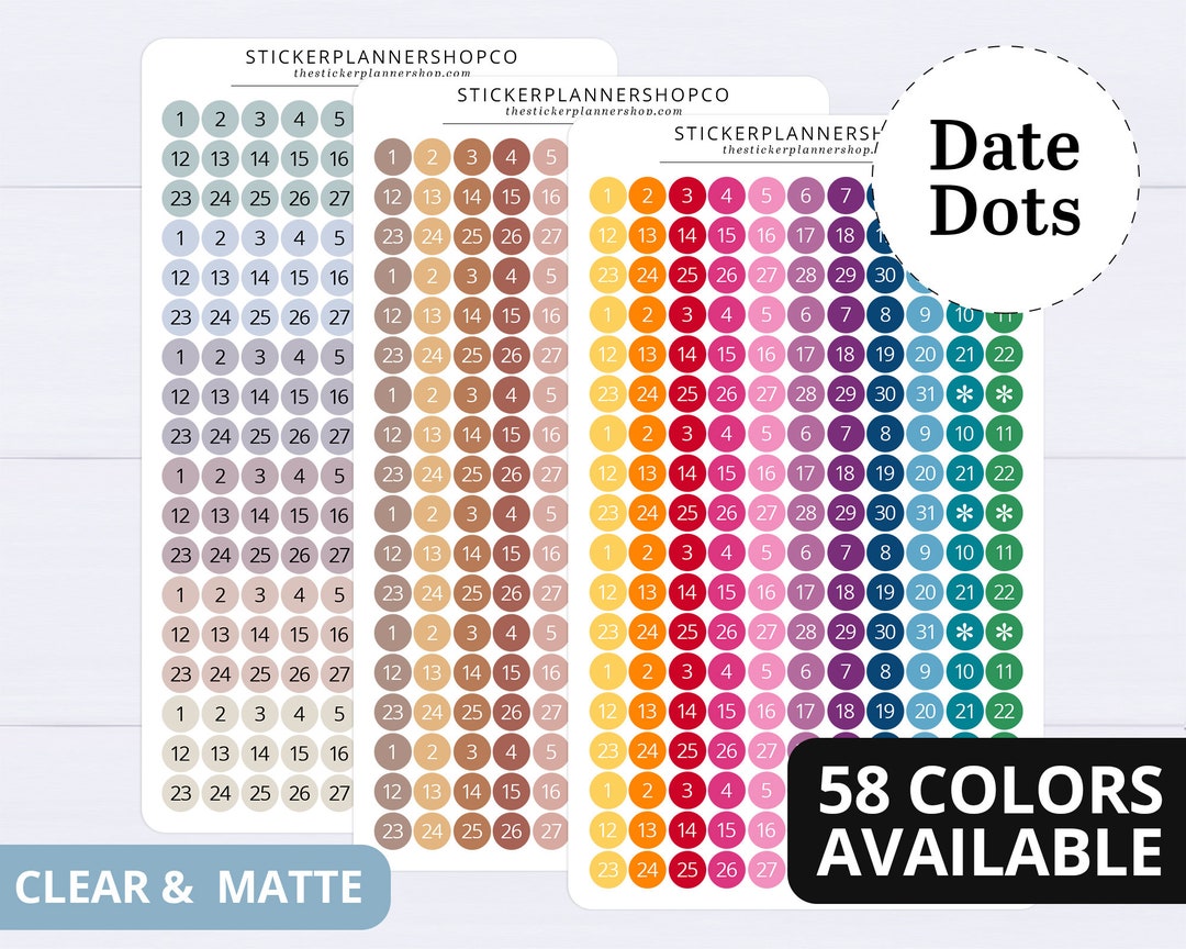 Date Dot Planner Stickers 198 Stickers Date Dot Sticker - Etsy