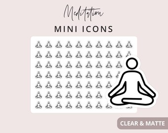 Meditation Mini Icon Stickers, Planner Icon Sticker, Minimal & Functional Planner Sticker, Small Icon Sticker, 70 Stickers
