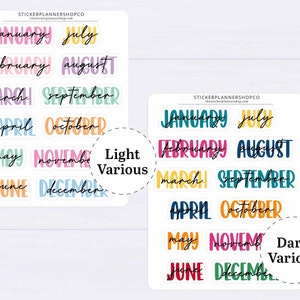 Month Header Planner Stickers Month Names Sticker Large Cursive Month Stickers January December Monthly Planner Stickers image 4