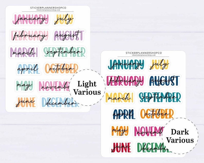 Month Header Planner Stickers Month Names Sticker Large Cursive Month Stickers January December Monthly Planner Stickers image 4