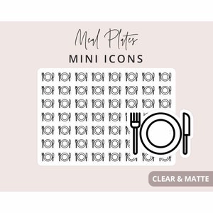 Plate and Utensils - Mini Icon Stickers, Planner Icon Stickers, Minimal & Functional Planner Sticker, Small Icon Stickers, 56 Stickers