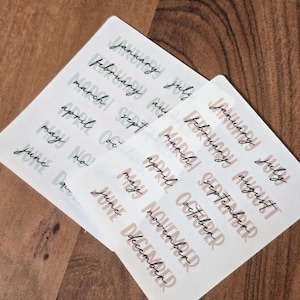 Adesivos para Calendário Mensal | Adesivos com Nomes dos Meses | Adesivos Grandes com Letra Cursiva | 1 Cor - adesivo para calendário