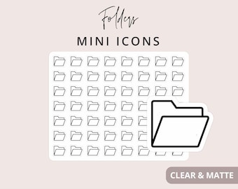 Ordner - Mini-Icon-Aufkleber, Planer-Icon-Aufkleber, Minimal & Funktionaler Planner-Sticker, Kleine Ikon-Sticker, 56 Aufkleber