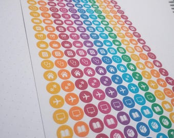 Pegatinas funcionales con icono de punto diario - 1 color a elegir - 198 pegatinas