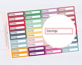 Savings Label Planner Stickers - 1 Sheet - 40 Stickers