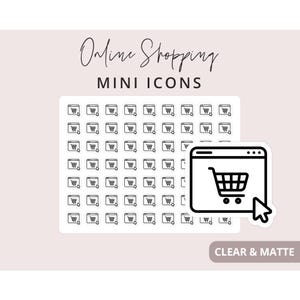 Online SHopping Mini Icon Stickers, Planner Icon Sticker, Minimal & Functional Planner Sticker, Small Icon Sticker, 63 Stickers