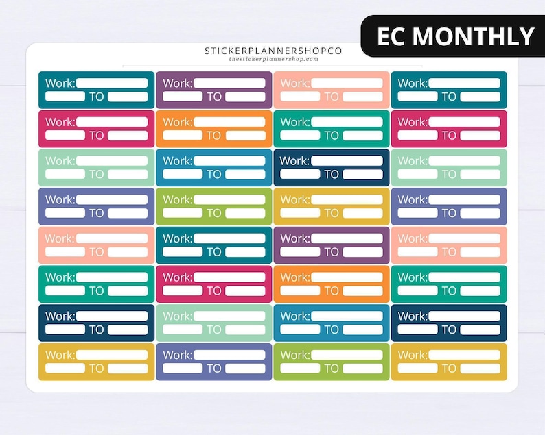 Plannerstickers werkschemalabel: 32 stickers afbeelding 5