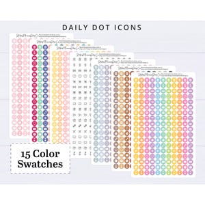 Functional Daily Dot Icon Stickers - 1 Single Color Choice - 198 Stickers