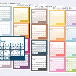 Monthly Habit Tracker Stickers - Month Habit Track Stickers - Habit Tracking Stickers - 8 Stickers Per Sheet