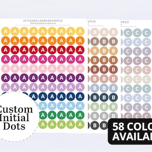 Custom Circle Text Initial Stickers - 99 Stickers - 1 letter or number per sheet