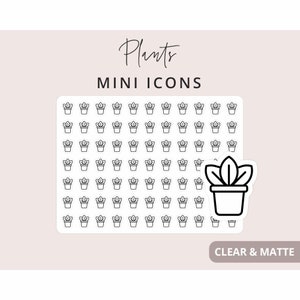 Plant - Mini Icon Stickers, Planner Icon Stickers, Minimal & Functional Planner Sticker, Small Icon Stickers, 77 Stickers