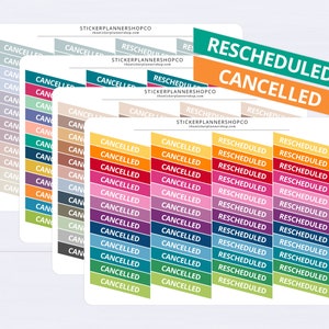 Diagonaal opnieuw gepland geannuleerde plannerstickers