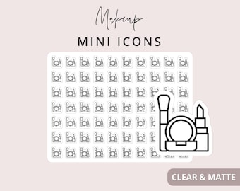 Makeup Mini Icon Sticker - Mini Icon Stickers, Planner Icon Stickers, Minimal & Functional Planner Sticker, Small Icon Stickers, 70 Stickers