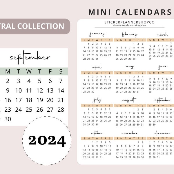 2024 Mini Calendar Etsy