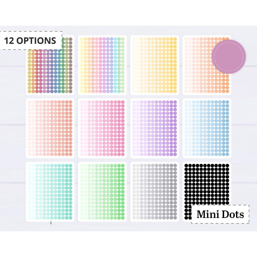 Mini Dot Stickers - 0.20" (0.51 Cm) - 180 Stickers - Etsy