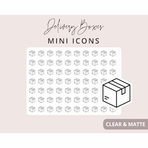 Delivery Box - Mini Icon Stickers, Planner Icon Stickers, Minimal & Functional Planner Sticker, Small Icon Stickers, 70 Stickers