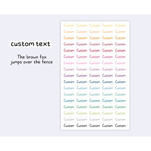 Custom Text Stickers - custom sticker sheet - I will print stickers of any word/phrase that you choose - 1 word/phrase per sheet