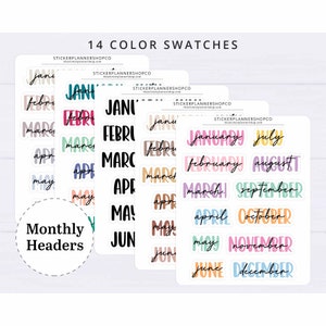 Monthly Header Stickers - Months of the Year Sticker Sheet - Erin Condren monthly stickers - Month Stickers - Monthly Stickers
