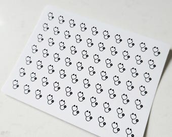 Estetoscopio - Mini pegatinas con iconos, pegatinas para planificador, pegatinas minimalistas y funcionales para planificador, pegatinas pequeñas con iconos, 70 pegatinas