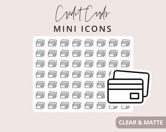 Pegatinas de iconos mini para tarjetas de crédito, pegatinas de iconos para agendas, pegatinas minimalistas y funcionales para agendas, pegatinas de iconos pequeños, 84 pegatinas.