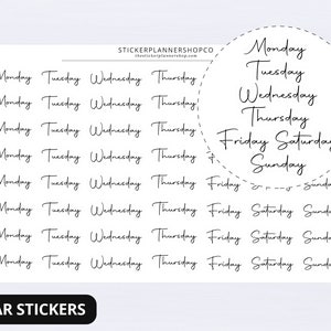 Clear Days of the week Planner Stickers - 70 Stickers