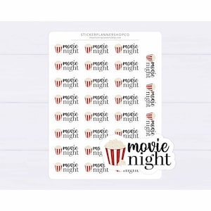 Movie Night Planner Stickers - 28 Stickers